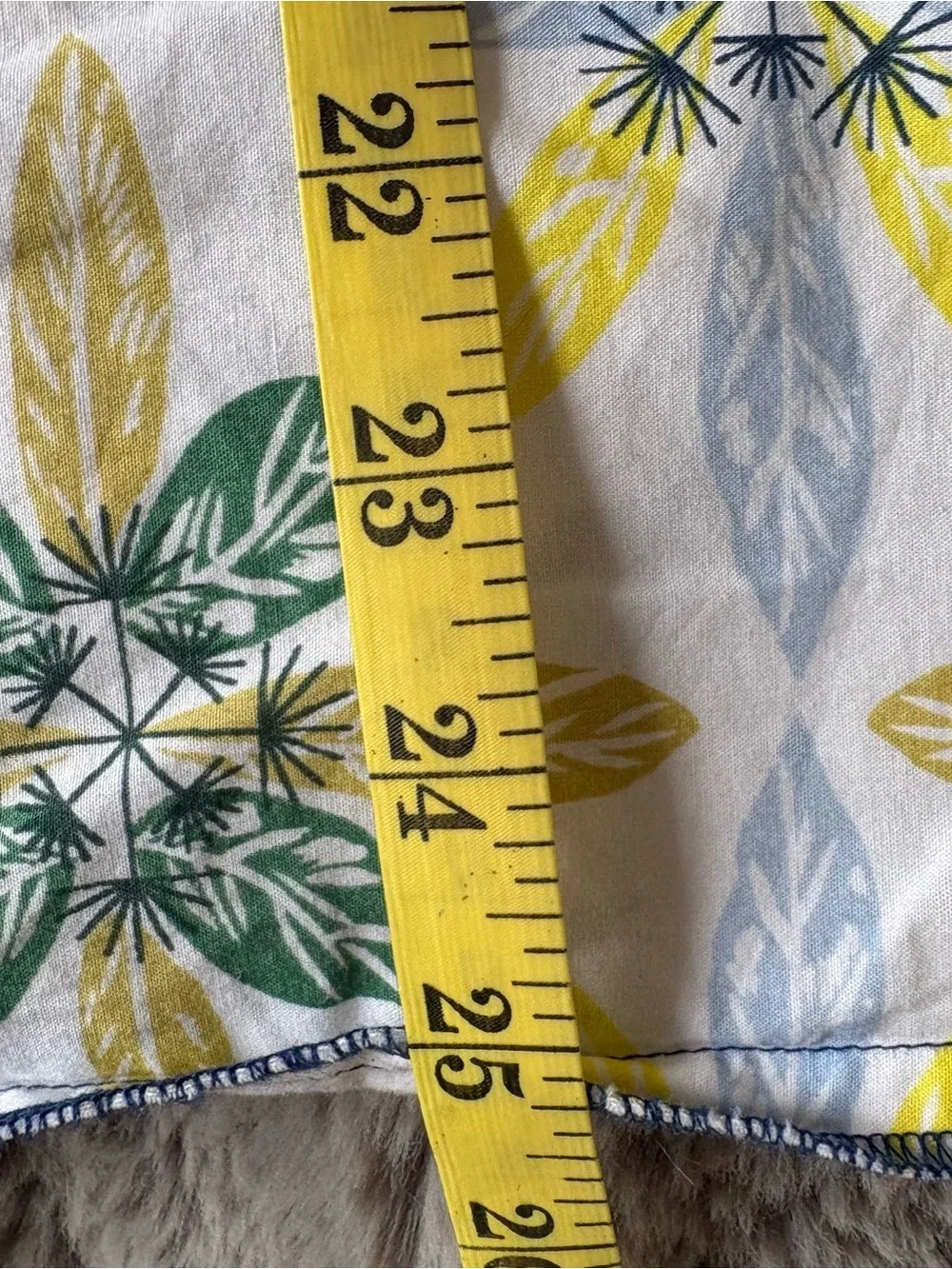 Anthropologie Double Sided Floral Blockprint‎ White Blue Tie Pillowcase Standart